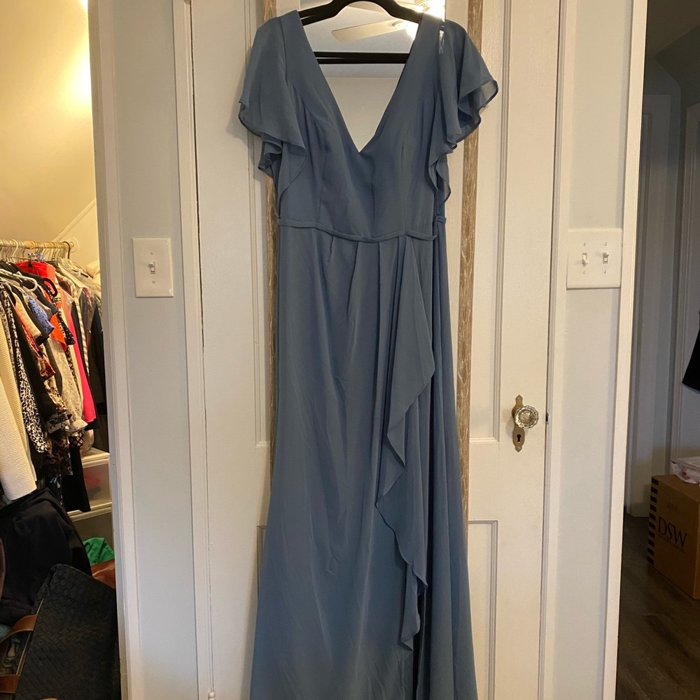 David's Bridal Bridesmaid Dress- Steel Blue